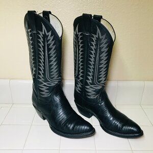 Cowtown J844 Black Lizard Western Cowboy Boots, Men's USA Size 7 ½ D